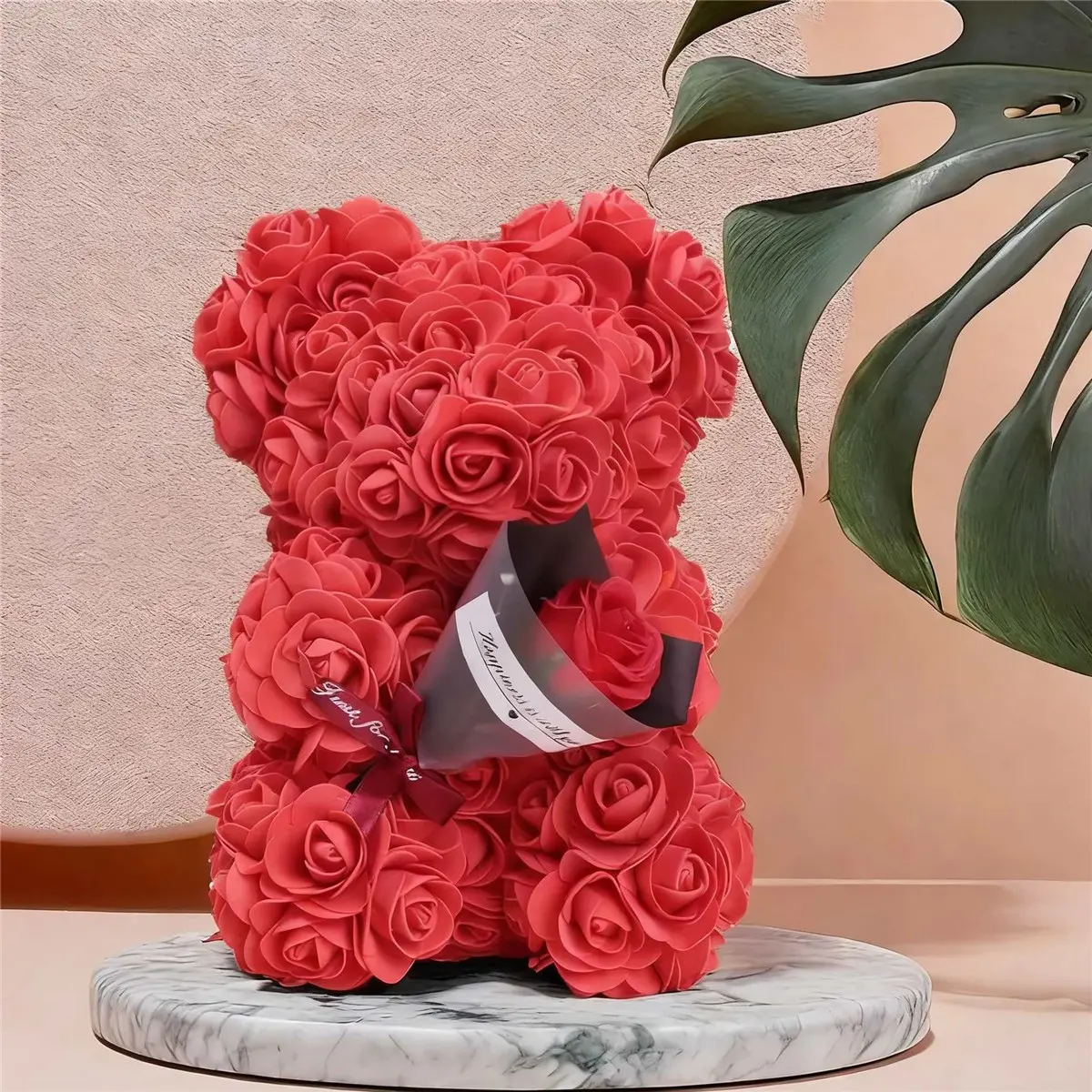 Artificial Rose Bear, Valentine's Day Gift, Home Decor for Mother's Day & Father's Day Gift, Artificial Rose Bouquet, Artificial Flowers, Rose Flower Design, Decorative Artificial Flowers, Flower Design Decorations