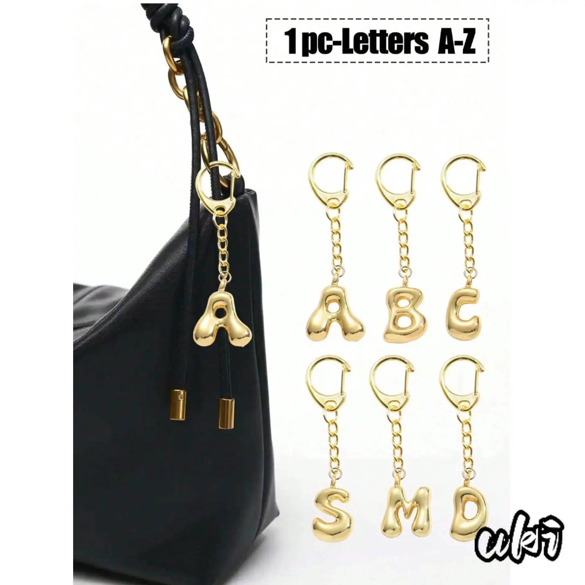 DIY Bag Accessory Sparkling Polished Alloy Alphabet Pendant (Letters A-Z) with Inlaid Lucky Crystal, Multipurpose Initial Decor for Everyday Necklace Wearing, Backpack Ornament, S