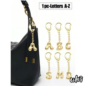 Shiny Alloy Alphabet Pendant With Inlaid Lucky Crystal Available From A To Z, Multipurpose Initial Decor Accessory Usable As Necklace Charm And Backpack Ornament For Daily Casual Outfit Matching room