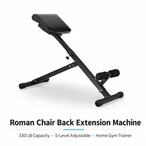 5-level adjustable Roman chair back stretcher, 330-pound high load-bearing lower back trainer, home-use hamstrings and glute strength training equipment, black