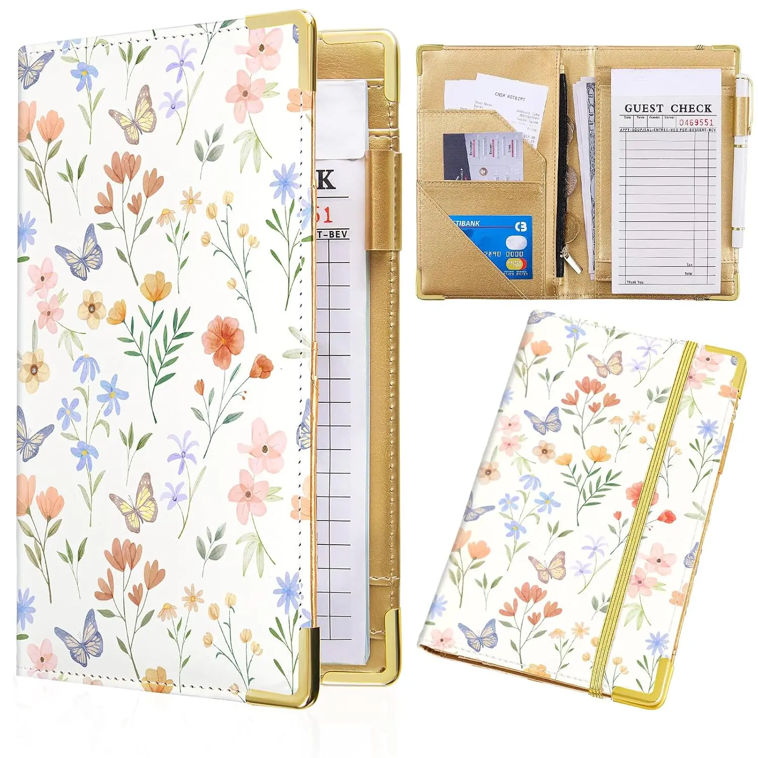 Server Book, Waitress Book Server Books for Waitress Waiter Book with  Zipper Pocket Serving Book Server Notepad Waitress Accessories
