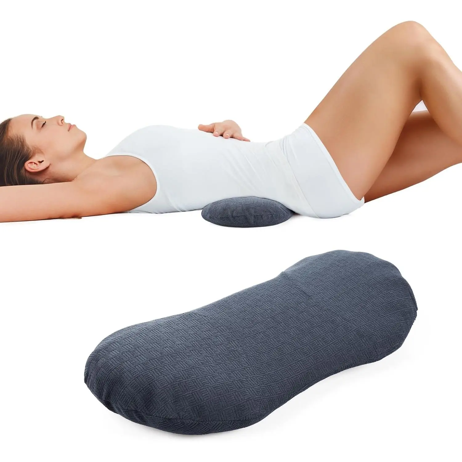Lumbar Pillow for Sleeping Lumbar Cushion for Back Pain Relief, Back Bed Pillow Waist (Dark Grey, Small)