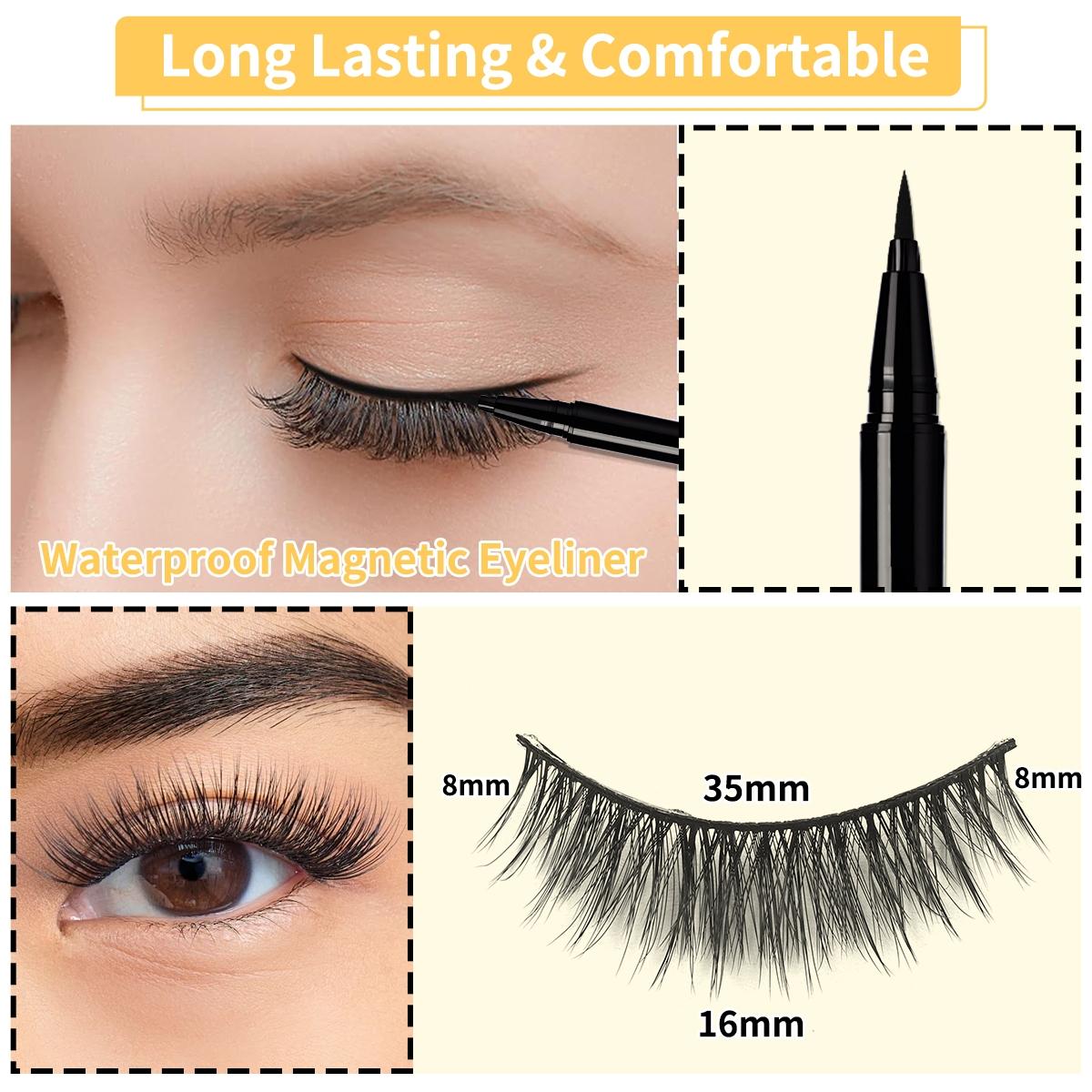 Magnetic Eyelashes with Applicator, 1 Box Reusable No Glue Needed False Eyelashes with Eyeliner & Applicator, Eye Makeup Product for Women, Cosmetic, Lashes, Eyelashes, Glueless Lashes