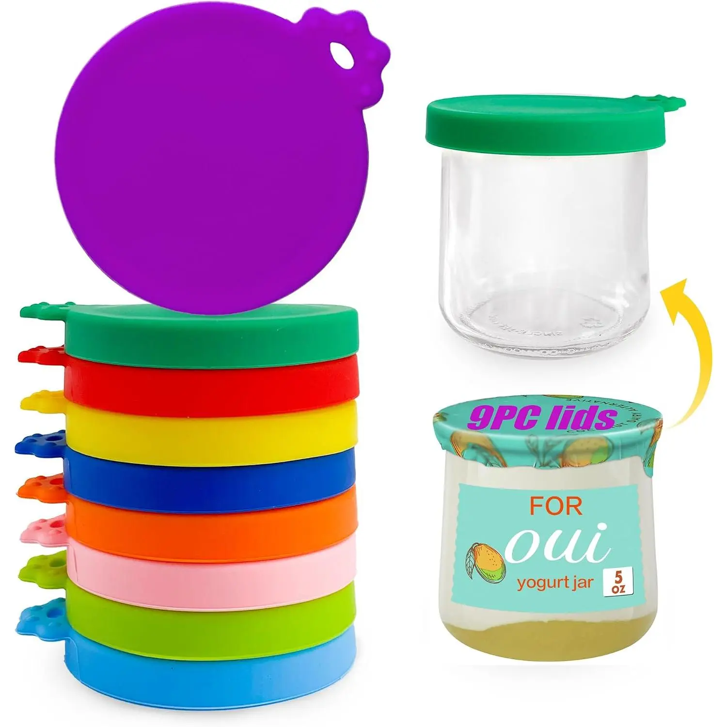 Yogurt Jar  - 9 pack   for Yoplait Yogurt Container, Sealed against leaks   for  yogurt jars in 9 colors…