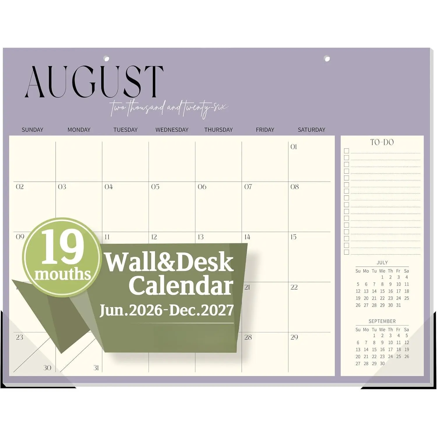 Desk Calendar 2026-2027, 19 Months (Jun 2026-Dec 2027), 14" x 11" | Small Desktop & Wall Calendar with Reinforced Corners & , Monthly Planner for  Office, Dorm & School