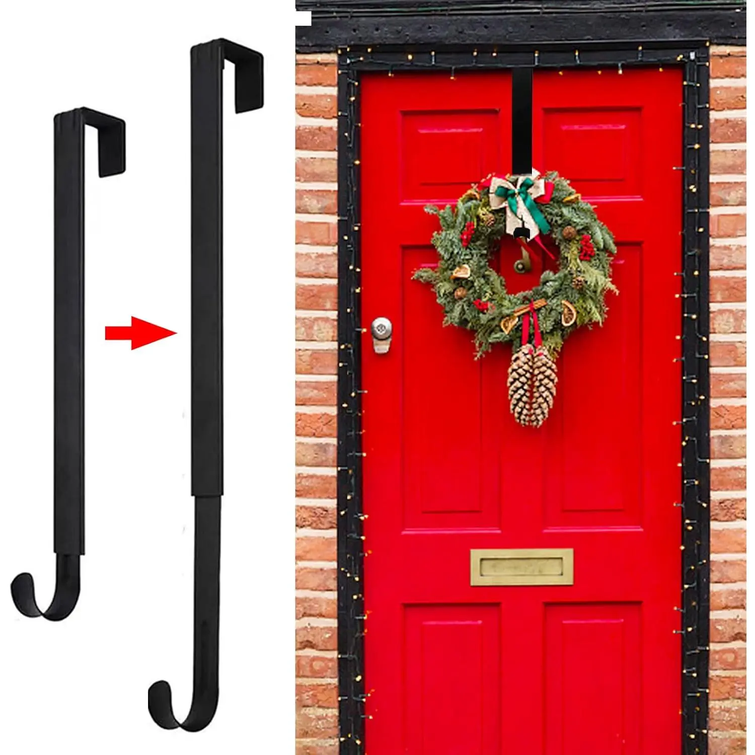 Wreath Hanger for Front Door, Adjustable from 15 to 25 Inches Hanger, 20 lbs Larger Door Upgrade Christmas Fall Wreaths Decorations Hook (Black)fidget toys