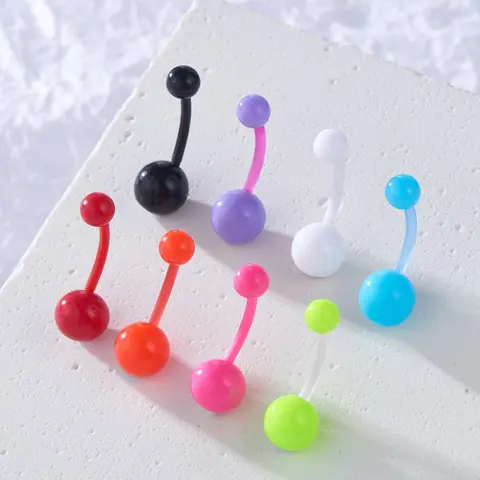 Fashionable Colorful Unique Ball Design Acrylic Material Lightweight Belly Ring, Belly Button Rings, Casual Trendy Belly Piercing Jewelry, Navel Piercing Jewelry for Women & Girls, Body Jewelry, Body Jewellery for Party, Daily Clothing Decor