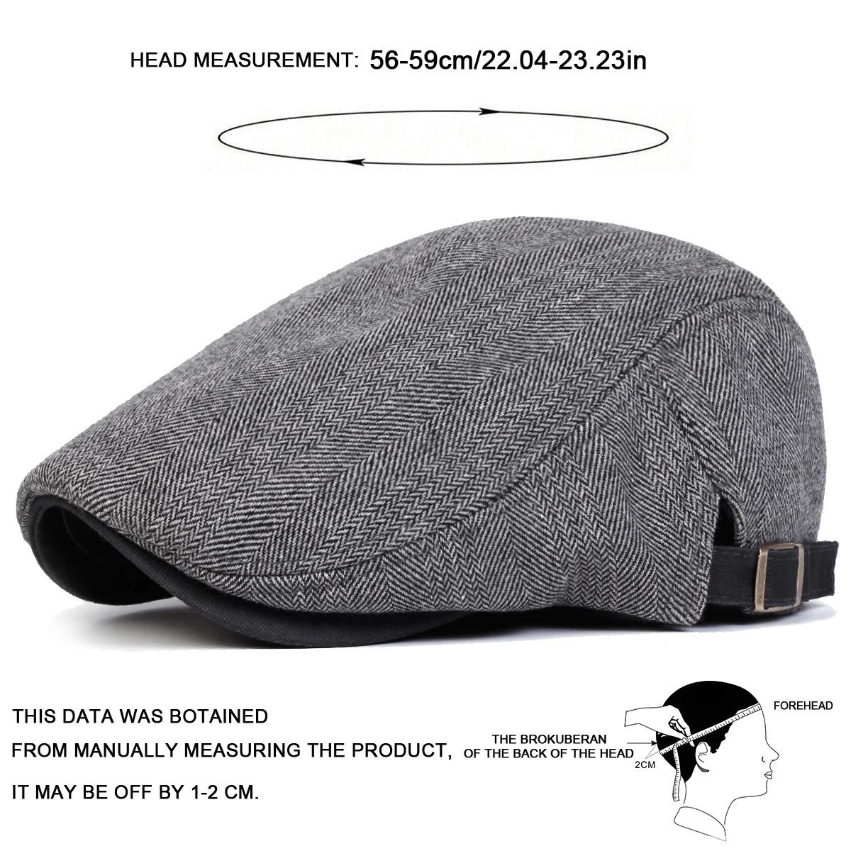 Men Retro Herringbone Grid Newsboy Caps British Painters Hats Spring and Autumn Adjustable Flat Cap Hip Hop Berets