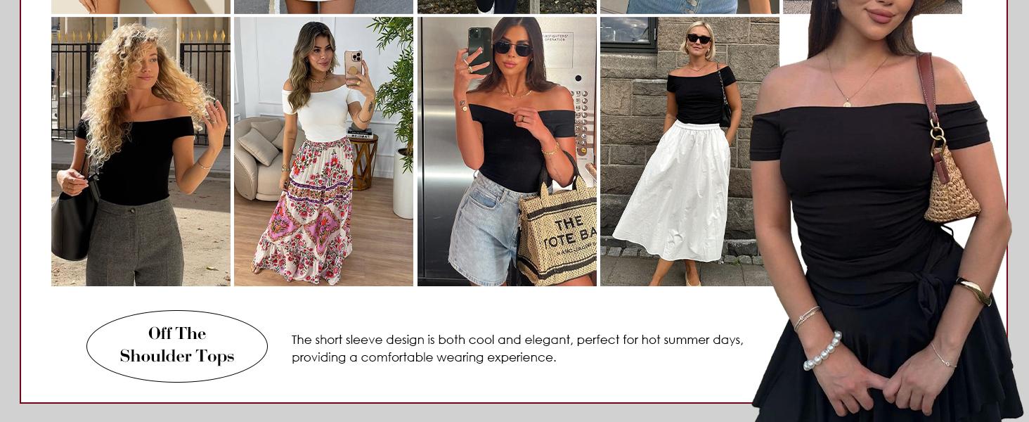 Womens Off The Shoulder Tops Summer Short Sleeve Slim Fit T Shirts Sexy Y2k Going Out Crop Tops Womens Off The Shoulder Tops Summer Short Sleeve Slim Fit T Shirts Sexy Y2k Going Out Crop Tops