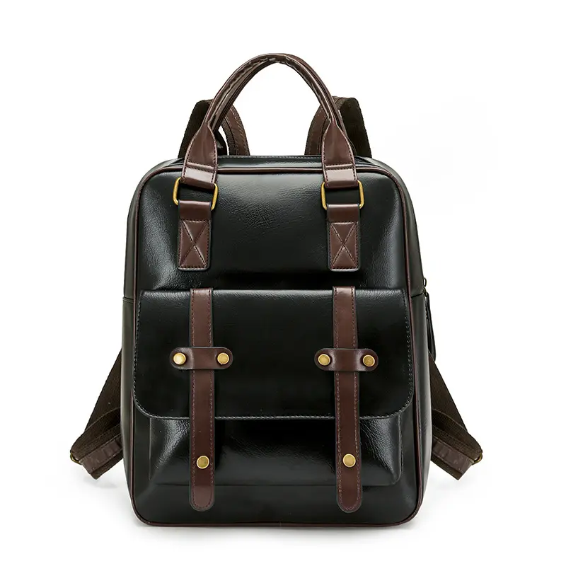 Women's Chic Plain Soft Leather Backpack, Large Capacity Convertible Daypack with Adjustable Straps and Zip Closure for Travel & School, Chic Look, Convertible Straps