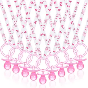 36 Pcs Shower Party Pacifiers Necklace Acrylic Pacifiers Party Favors Charm Necklace for Shower Decorations Gender Reveal Table Scatter(White, Pink)