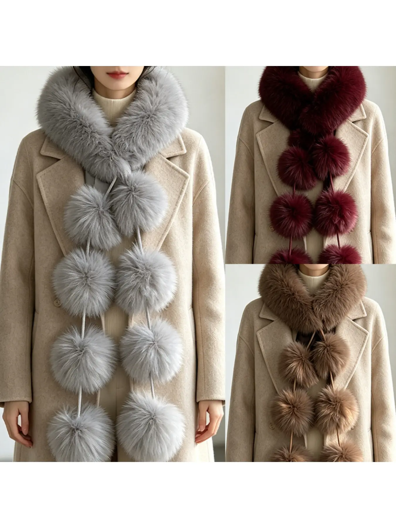 New plush scarf double-sided fur winter versatile warm thick faux fur universal scarf