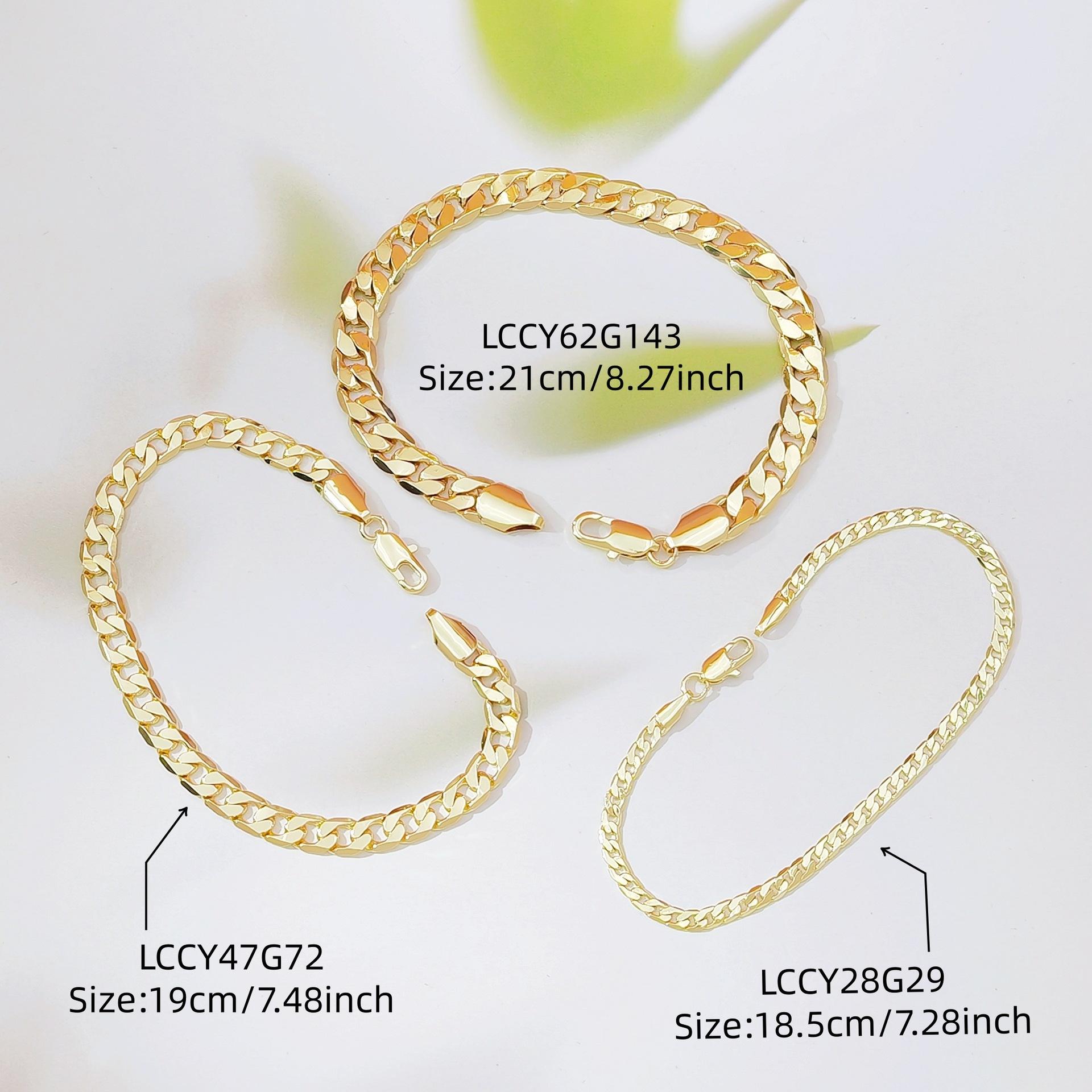 Cross-border hot-selling European and American fashion men and women couples chain chain bracelet, copper-plated 18k gold flat Cuban chain