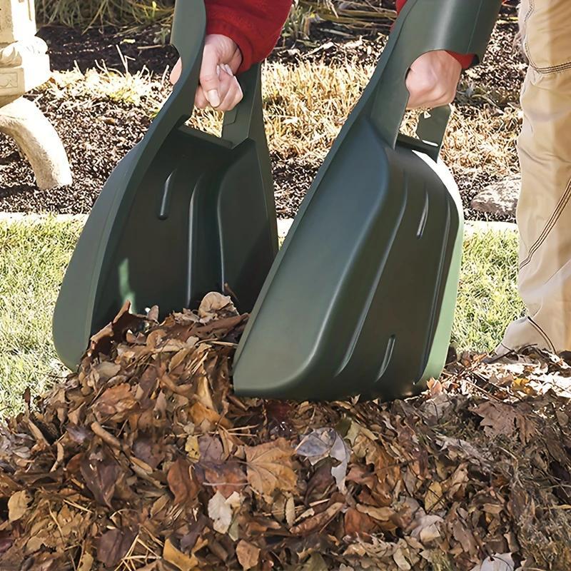 Pmmj 2-Pack Large Handheld Garden Rake Leaf Scoops for Leaf Removal, Plastic Lawn Leaf Grabbers, Manual Weeders for Yard Debris Cleaning