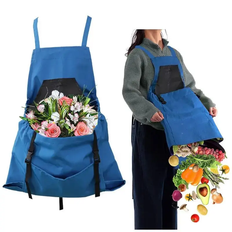 Garden Apron with Large Front Pocket & Harvest Bag, Dirt Resistant Apron, 1 Count Large Capacity Gardening Apron, Tool Organizer, Gardening Pick Bag, Gift for Father & Mother, Household Items, Apron with Pockets