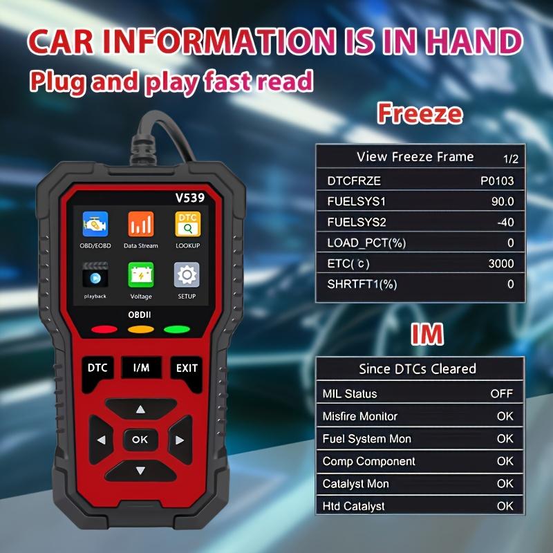 OBD2 Scanner V539 Car Code Reader Diagnose Check Engine Light Smog Check DTCs Scan Tool Live Data Stream Voltage Test for Vehicles Since 1996-Powerful Gift