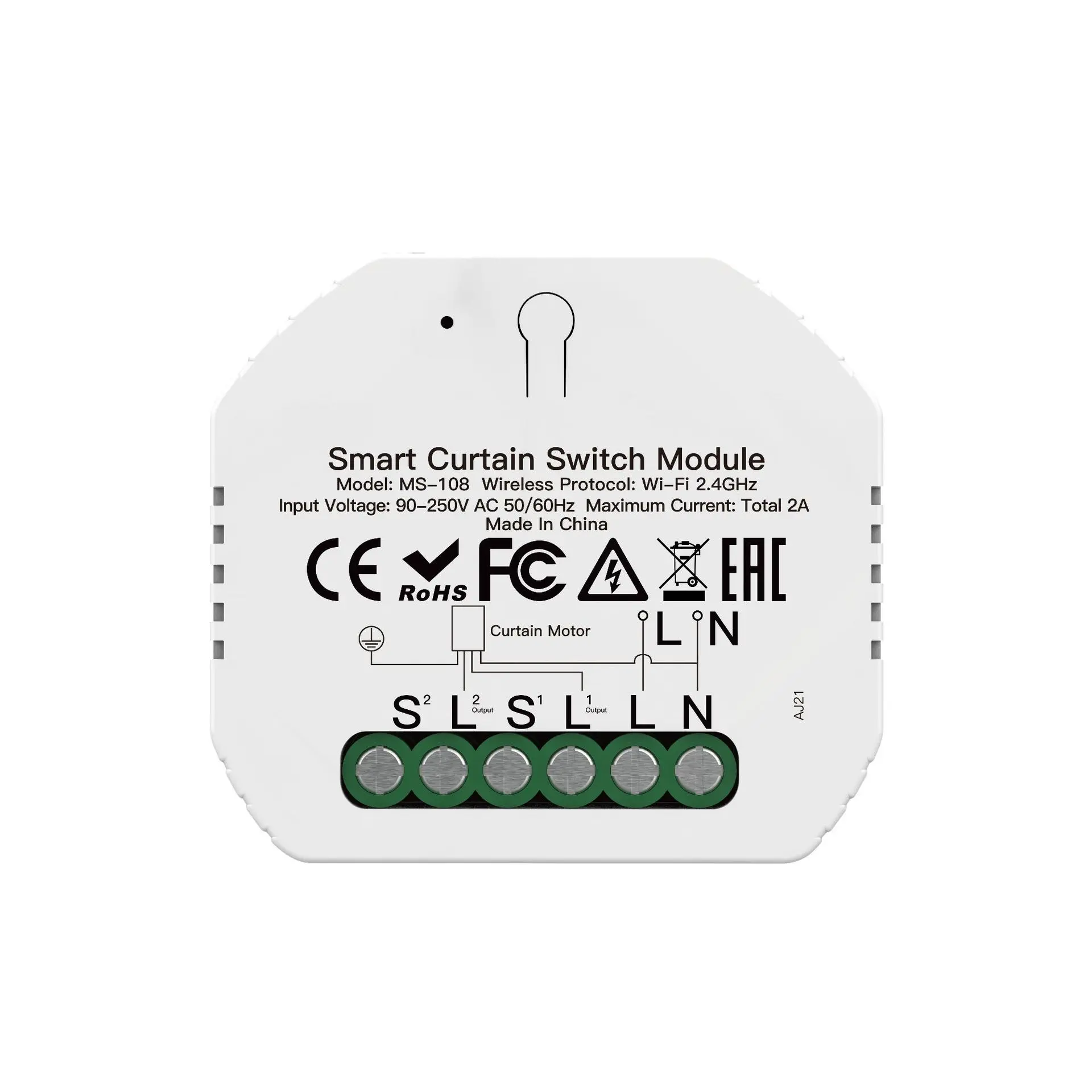 1-Gang Smart Curtain Switch Module - Polyester-PVC Synthetic Square (15*15cm Single Unit), WiFi-Enabled, Voice & Hands-Free Control, Timing Function, Easy Wiring, Durable Service, Indoor Home Improvement Use