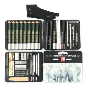70-Packs Sketch Drawing Pencils Kit,Tin Box,Sketch Pencils SetInclude Graphite,Charcoal,Drawing Glove and Artists Tools,Pro Art Drawing Supplies for Adults Beginner, Art School Supplies, Art Materials
