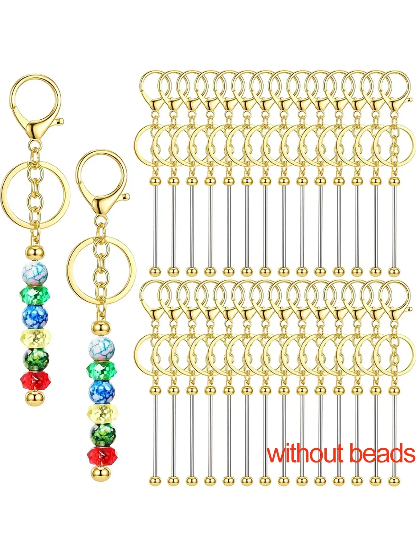 28Pcs Women’s Key Ring & Key Chain Set, Beadable Blank Keychain Strips with Quick Release Clasps, DIY Charm Making Accessories for Purse & Bag Decorations