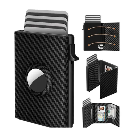 Men's Solid Pop-Up RFID Blocker Wallet - Premium Genuine Leather Handcrafted, Clean Minimalist Compact Durable Card Holder Slot with ID Window, Secure Storage, Pickpocket Protection, Father's Day EDC Accessory, Card Holder Slot Men's Wallets