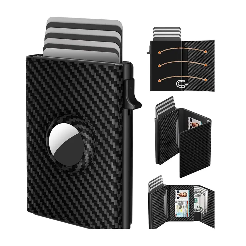 Men's Solid Pop-Up RFID Blocker Wallet - Premium Genuine Leather Handcrafted, Clean Minimalist Compact Durable Card Holder Slot with ID Window, Secure Storage, Pickpocket Protection, Father's Day EDC Accessory, Card Holder Slot Men's Wallets