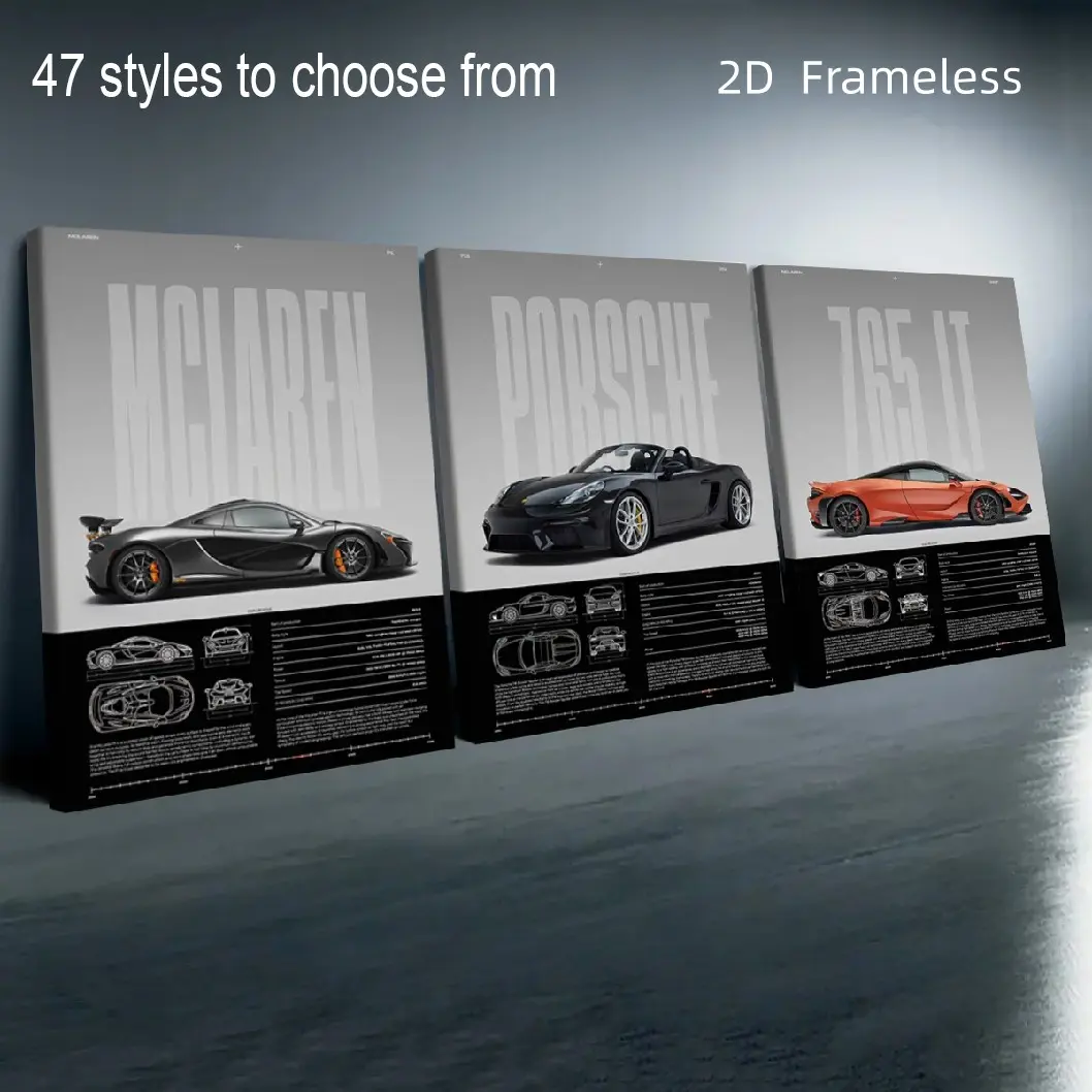 3-Piece Set - Frameless  Luxury Aesthetics  Supercar  High-Definition Canvas Posters  Home Decor for Living Rooms and Bedrooms  Posters, Canvas Art, Wall Art, Decorative Art, Home Decor—47 Styles to Choose From