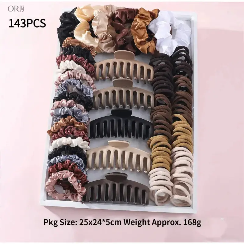 143-piece hair clip and hair tie set, including large hair scrunchies, Korean-style fresh hair claws, rubber bands and multi-piece hair accessories summerwins,summerwins