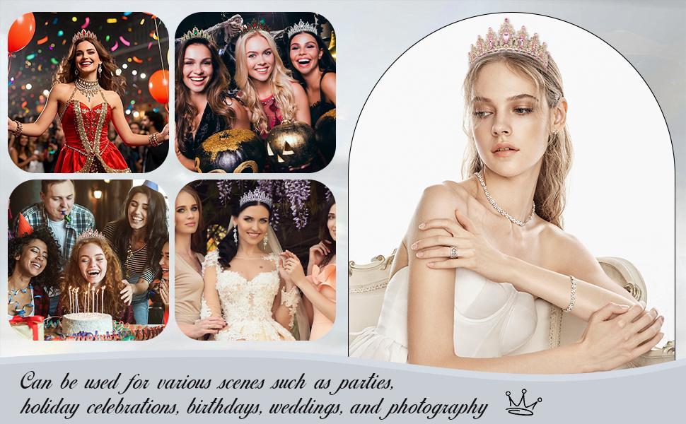 Crown, Tiaras for Women, Crowns for Women, Princess Crown,Pink Crown,Pink Tiara,Queen Crown,Crystal Crown,Wedding Tiaras for Bride Prom Birthday Party Hair Accessories,Rhinestone Headband Tiara Gifts