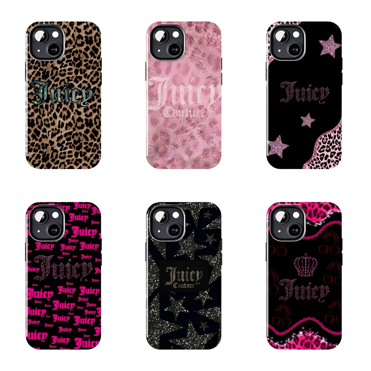 Y2K Juicy Couture Leopard Phone Case Suitable for iPhone 17-11 Pro Max/Plus and  Samsung Galaxy S23-25