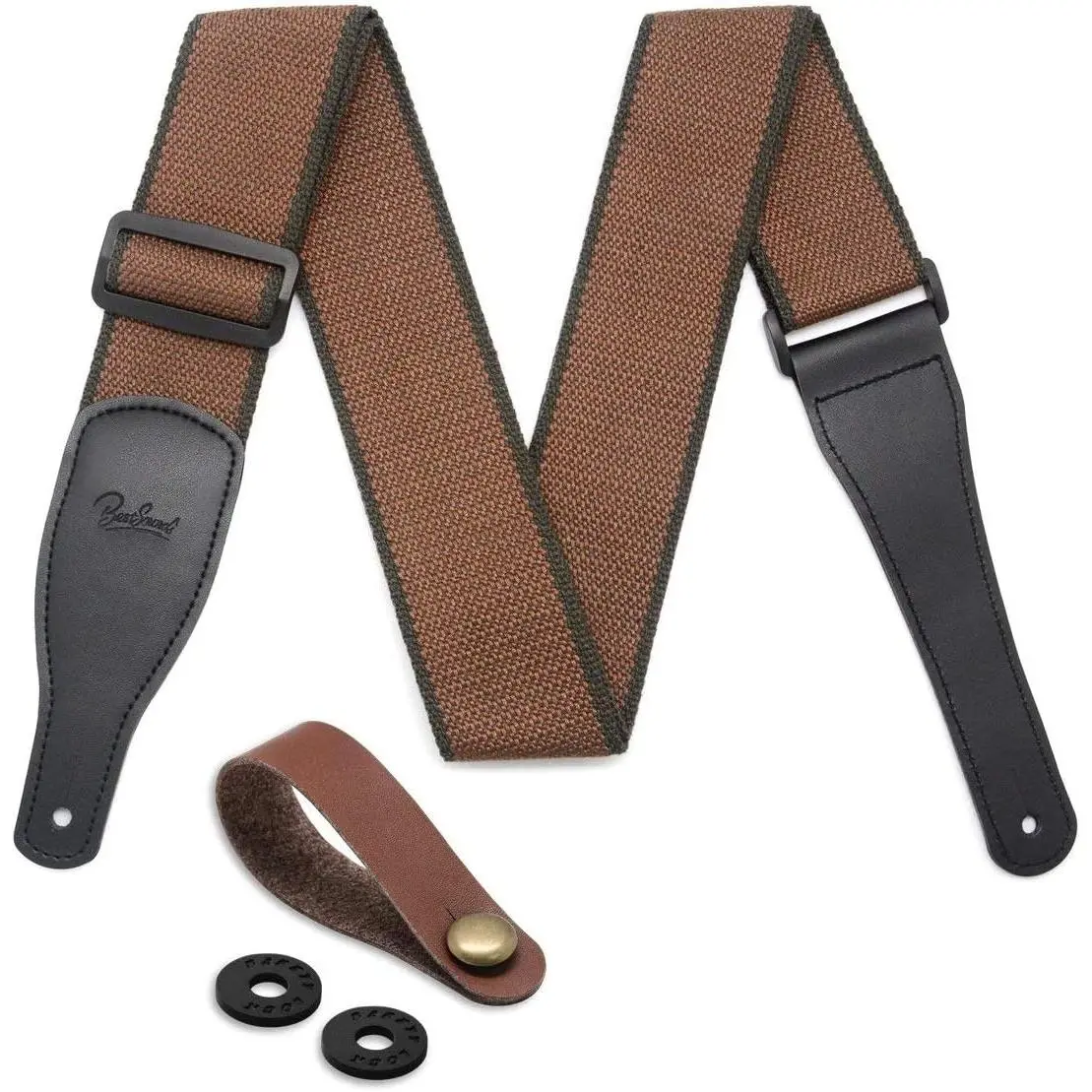 Acoustic Guitar Strap, Soft  & Leather Ends Strap for Electric & Bass Guitars come with 1 Button & 2 Locks