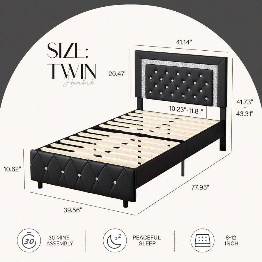 Upholstered Platform Bed Frame Twin Full Queen King Diamond Tufted Headboard Footboard No Box Spring Needed Multi-Color Multifunctional Murphy dog canopy Foldable Sofa metal loft trundle floor