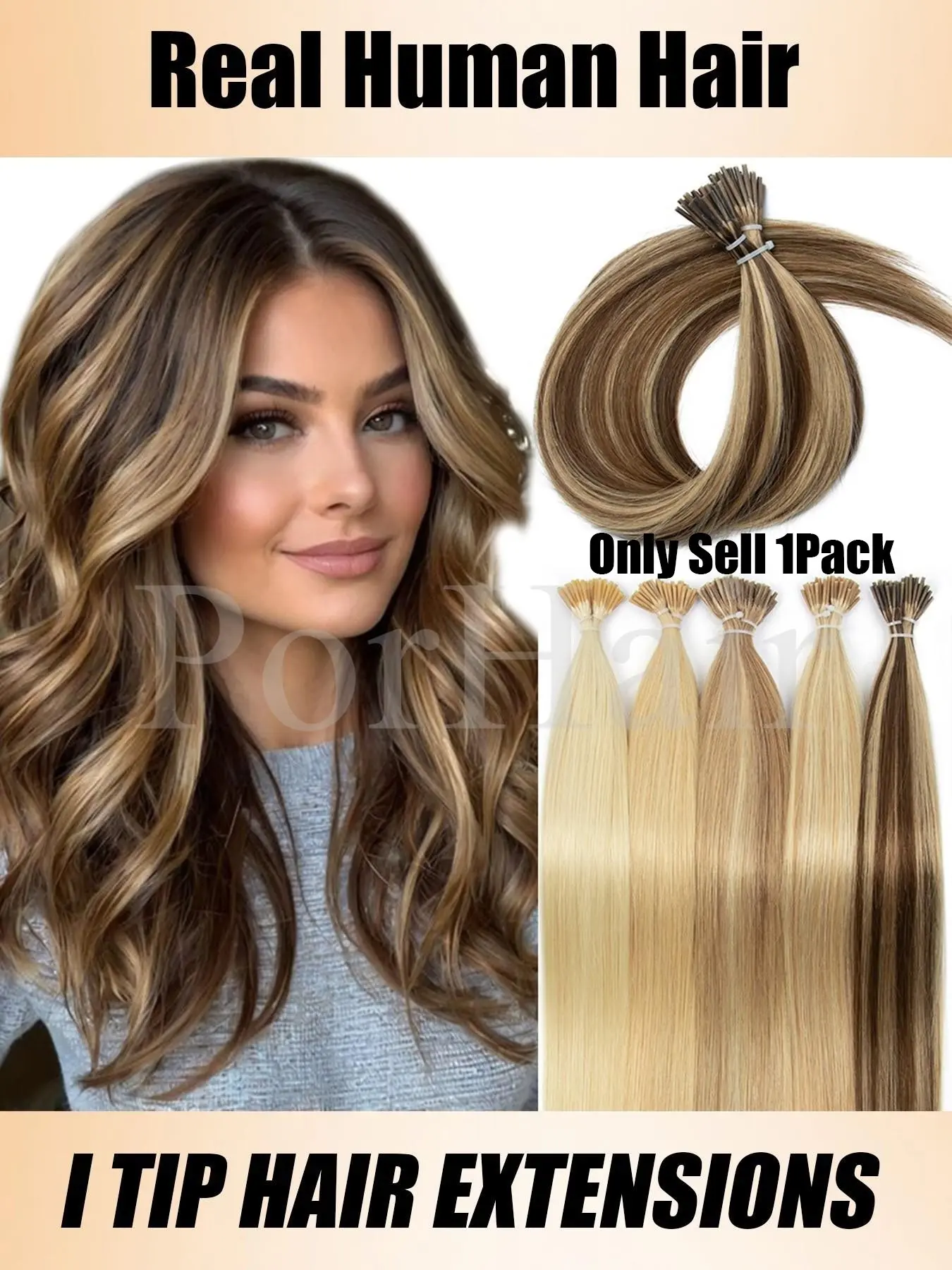 I Tip Microlink Hair Extensions Human Hair Natural Black Brown Blonde I Tip Micro Ring Micro bead Human Hair Extension 50pcs/Pack