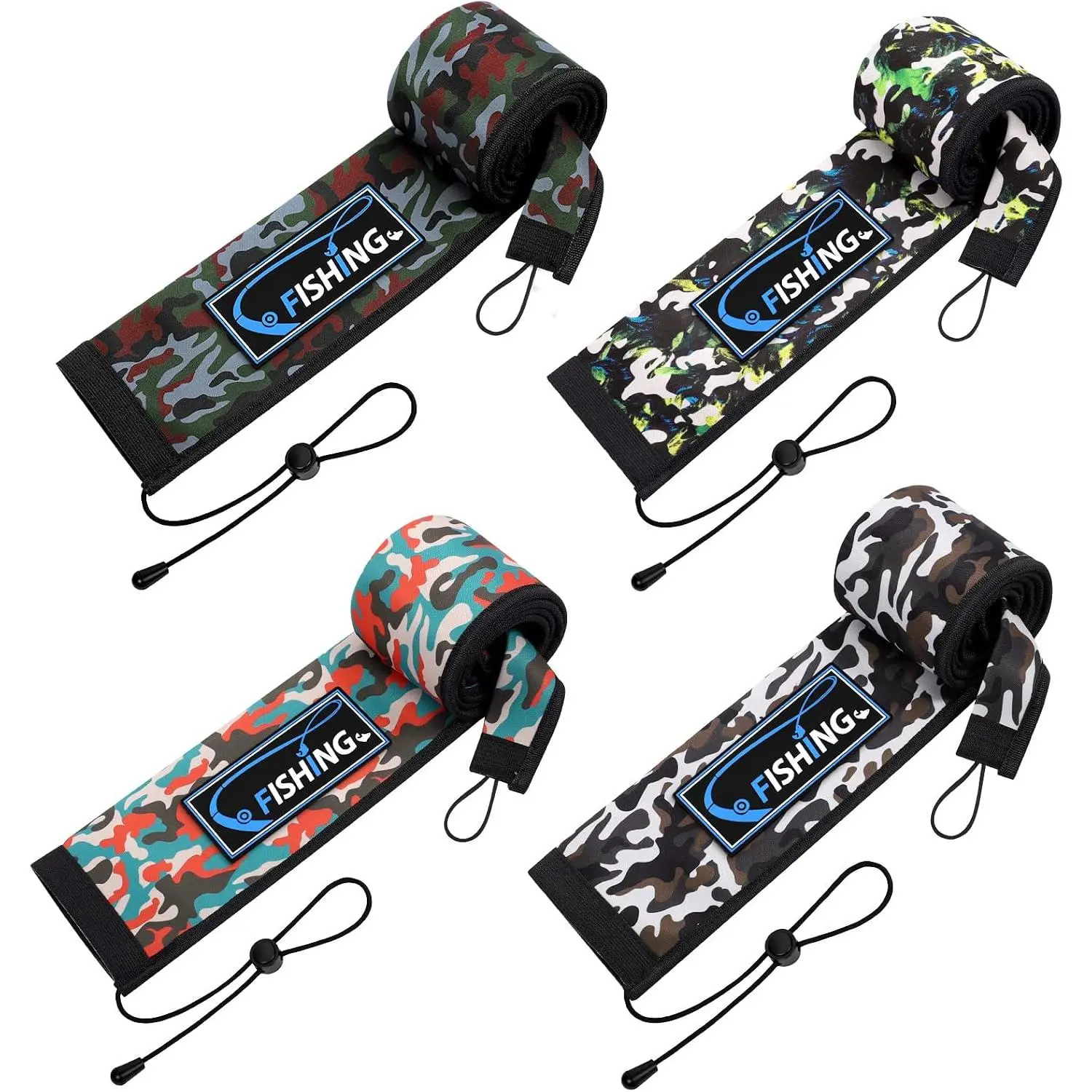 Neoprene Fishing Rod Sleeves for Casting, Spinning, Trolling Pole - Protective Cover Rod Sock with  Loop & Lanyard- Floating, Puncture Resistant, Lightproof