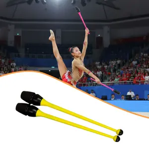 Connectable Insertable Dual Color Rubber Gymnastics Rod, 36cm Pair, Flexible and Easy Assembly, Perfect for Various Gymnastic Moves