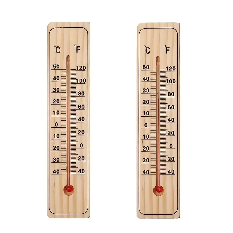 Wooden Thermometer for Indoor and Outdoor Use, Accurate Temperature Measurement, Wall-Mounted Convenience, Retro Style Design