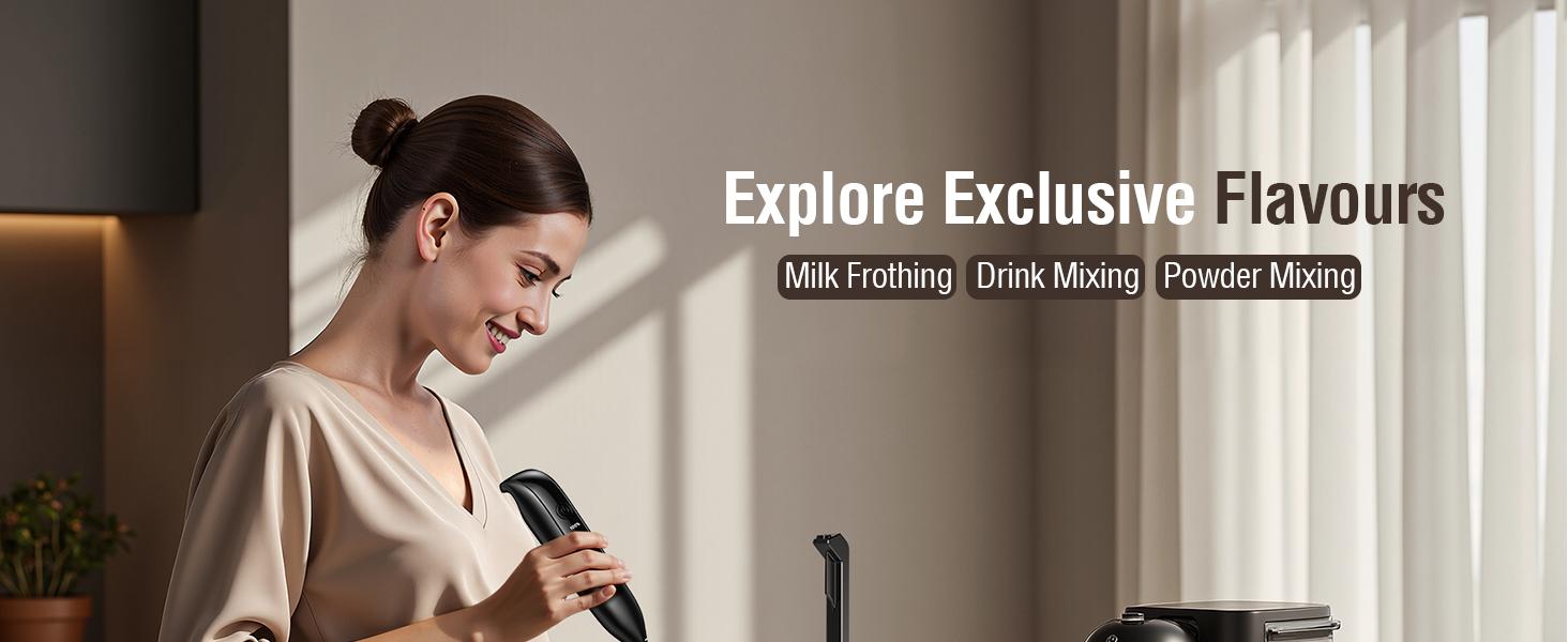 Electric Milk Frother Handheld: coffee frother rechargeable 3 in 1 - LED Display, Wireless Charging - 3 Speeds, Stainless Steel Whisk for Latte, Cappuccino - Bright Grey