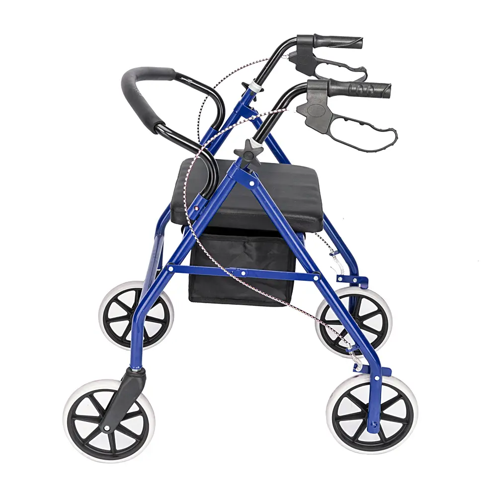 Wheeled Iron Walker, Black & Blue, Nylon Fabric, Adjustable Height, PU Cushioning