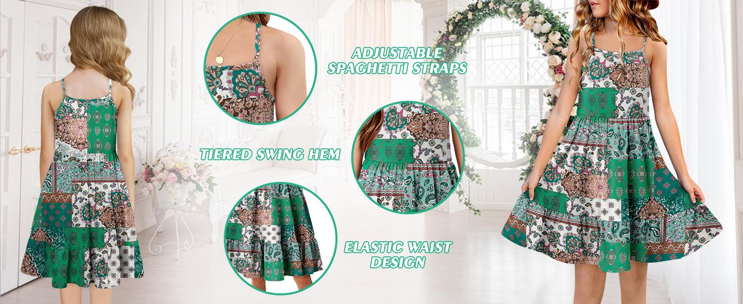 Girls Dress Casual Round Neck A Line Ruffle Sleeve Knee Length Dresses 4-13 Years