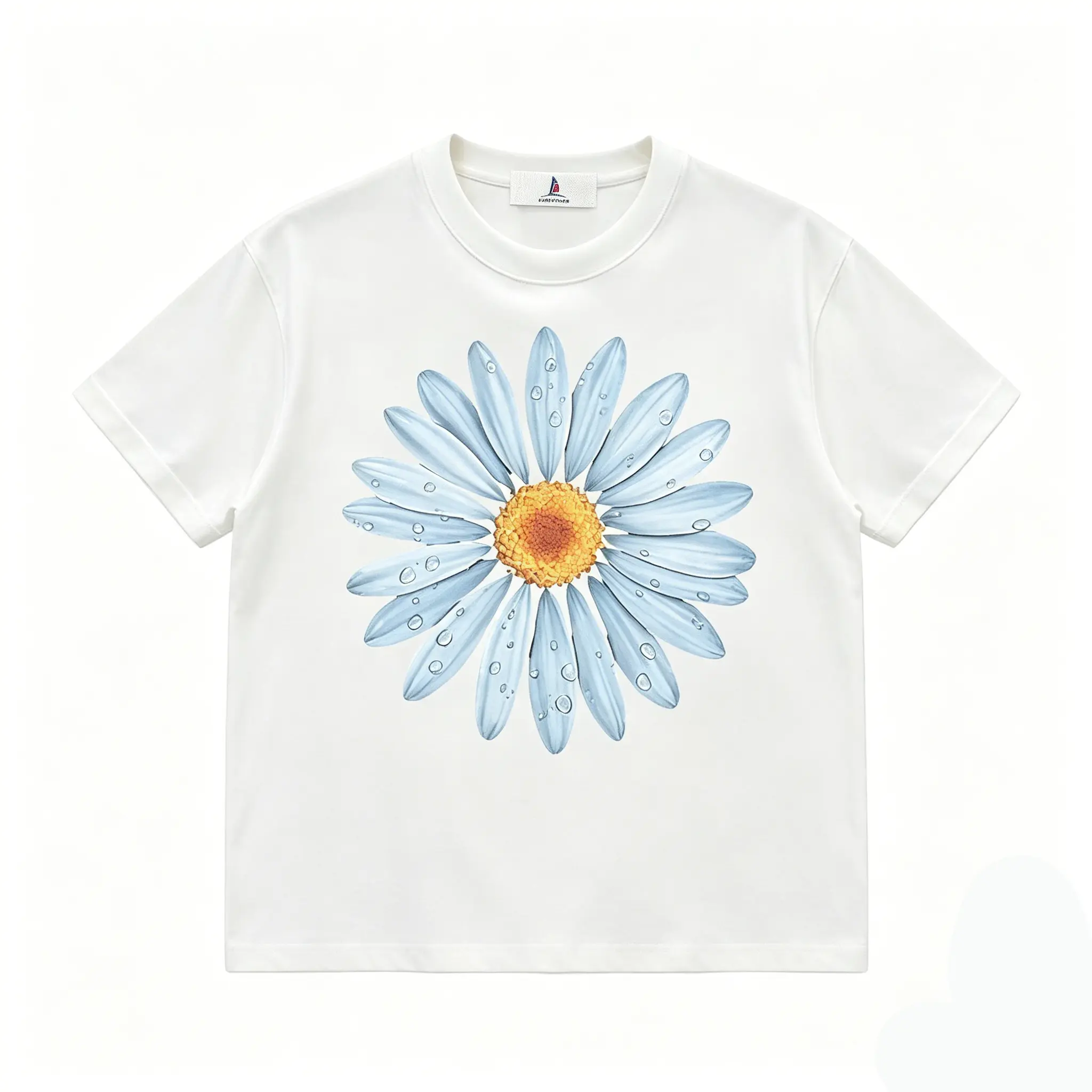 Women's Soft Cotton Blend Floral Daisy Print Short-Sleeve Casual Streetwear T-Shirt for Summer Vacation Clothes
