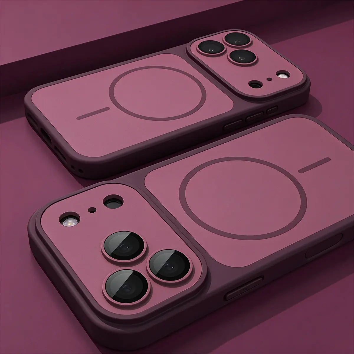 New Burgundy Color Luxury Matte Magnetic Phone Case for iPhone 17 18 Pro Max 18Pro 18Promax for Magsafe Upgrade to 18 Pro Look Wireless Charging with Camera Control Button Glass Lens Protector Anti-Fingerprint Shockproof Protective Men Women Phone Cover