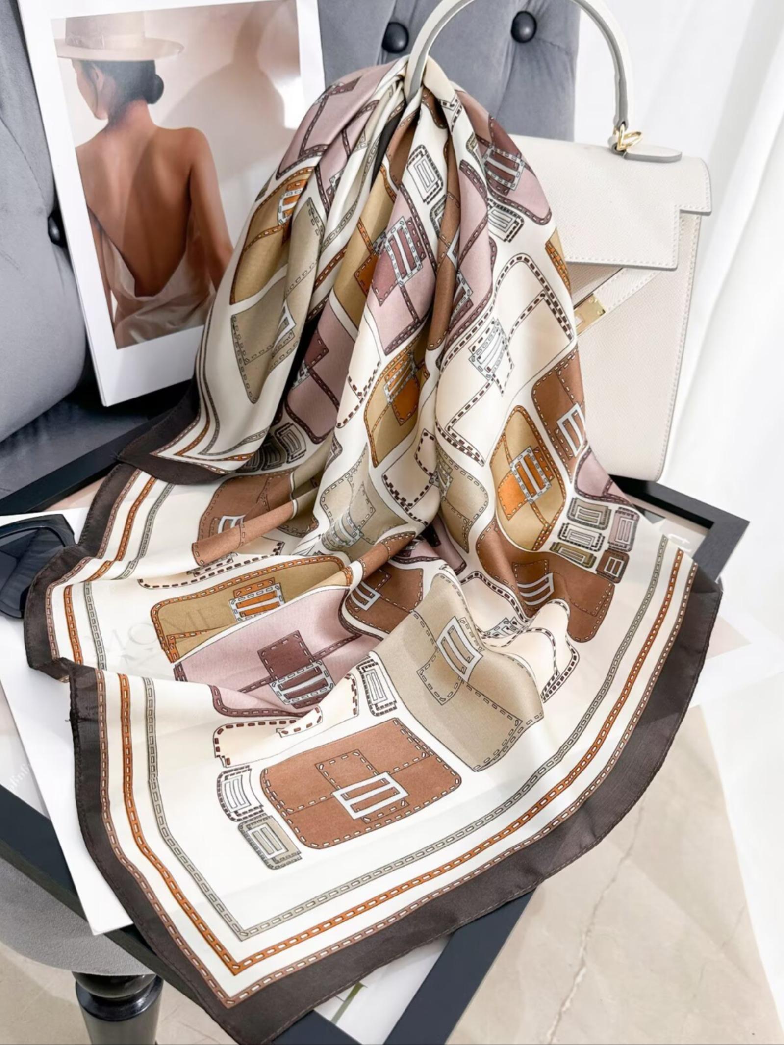 70cm Women's Bag Pattern Printed Scarf, Stylish Neck Decoration, Versatile Hairband and Belt for Spring & Fall Fashion, Fashion Hair Scarves