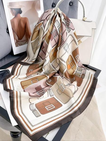 70cm Women's Bag Pattern Printed Scarf, Stylish Neck Decoration, Versatile Hairband and Belt for Spring & Fall Fashion, Fashion Hair Scarves
