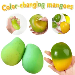 Color Changing Mango Squishy Toy Handmade Crispy Mango Stress Ball Stress Ball  Fidget Ball, ASMR Sensory Stress Relief Toy