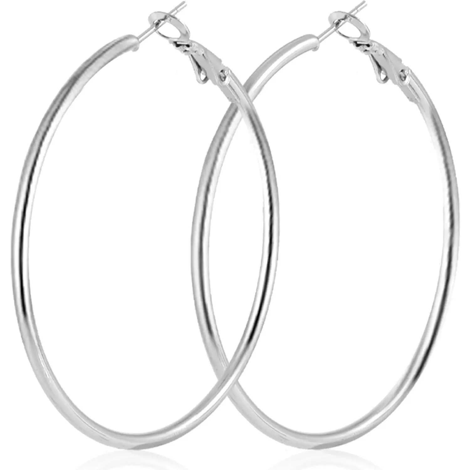 70mm Big Large Stainless Steel   Hoop Earrings for Women | , Thin, 14K  Plated, Lightweight Dangle