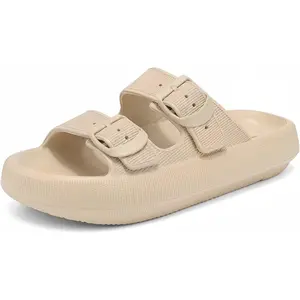 Cloud Slide Sandals for Women Comfort Recovery Pillow Sandal, Lightweight House Bathroom Shower Slippers Adjustable Double Buckle Platform Slide(Gift)