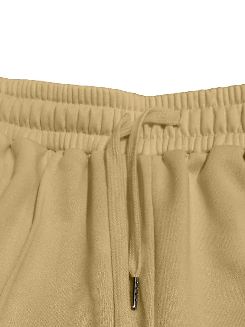 Women's Solid Zip Up Crop Jacket & Drawstring Waist Pants Two-piece Set, Casual Fashion Drop Shoulder Long Sleeve Top & High Waist Trousers for Daily Outdoor Wear, Women's Clothing for Spring & Fall