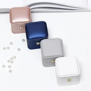 Wire-drawing PU Leather Crown Button Ring Storage Box Jewelry Packing Box Crown Buckle Ring Stud Jewelry Set Box