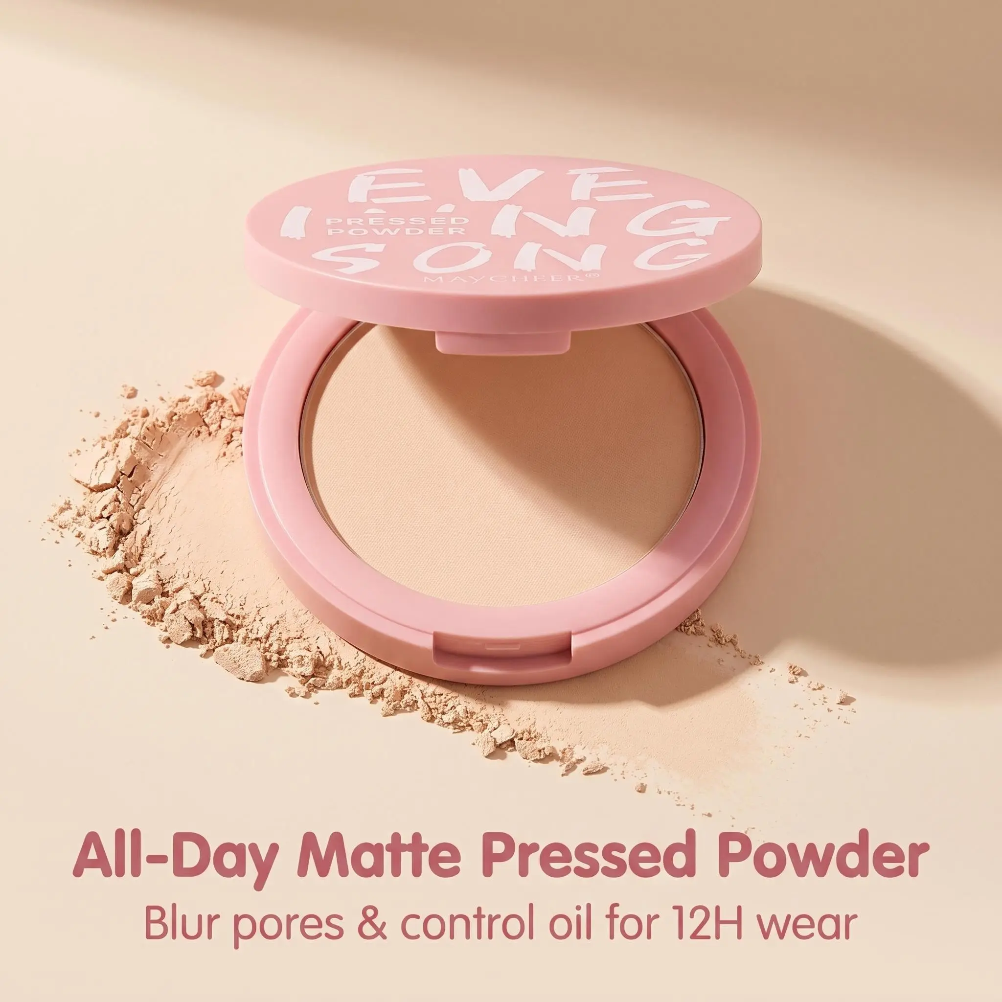 All day matte set makeup powder, 12 hour oil control fuzzy pore waterproof set makeup powder, portable makeup powder, suitable for oily mixed skin, natural matte effect, suitable for work and travel