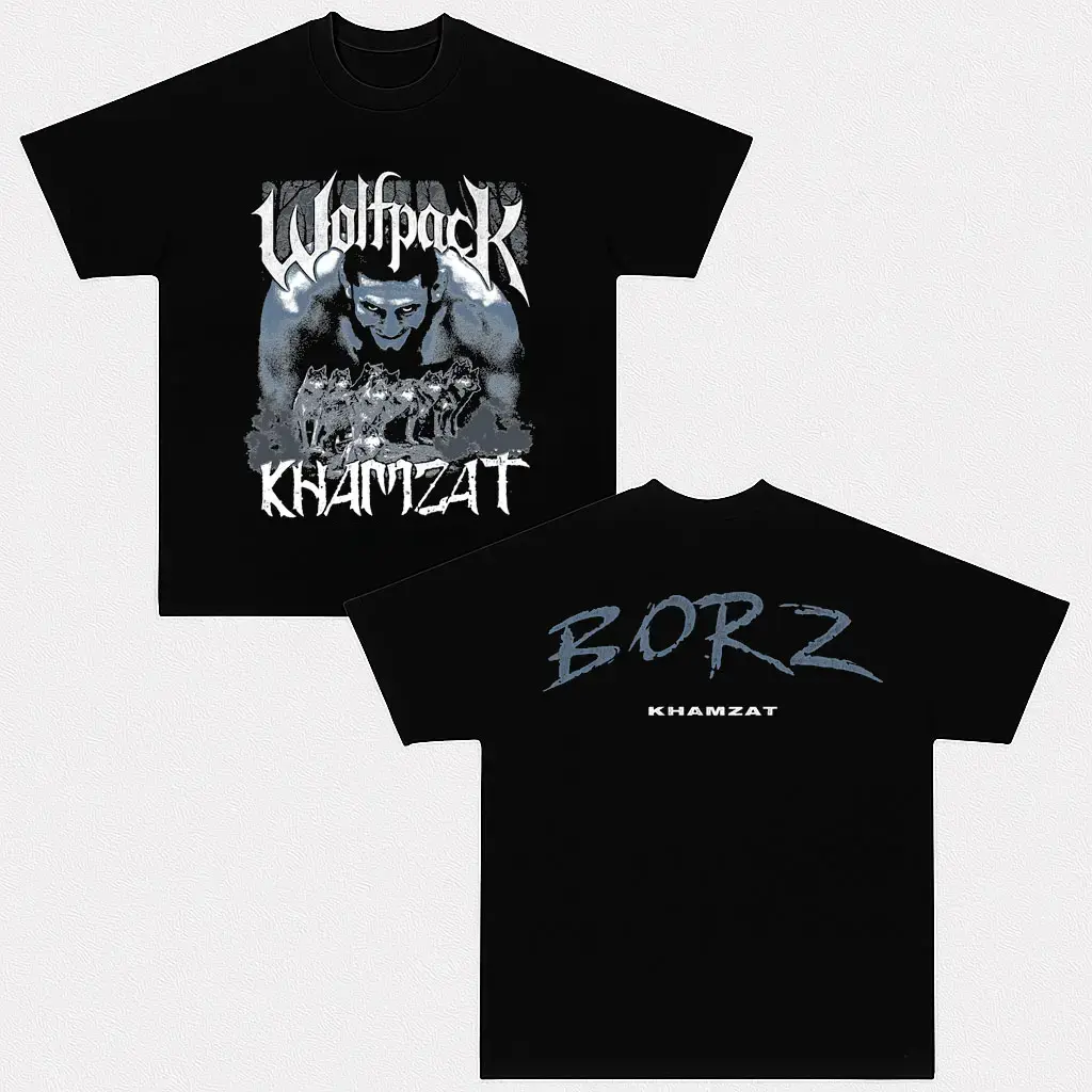 🤼 ‍ ♂️ 💥 Khamzat Chimaev Wolfpack T-Shirt UFC Khamzat Borz Tee Ultimate Fighting Championship Graphic Tee for UFC & Sports Fans Short Sleeve Crew Neck Retro Soft Cotton MMA Shirt Perfect Gift for UFC Fans MMA Fans American Made Fightwear