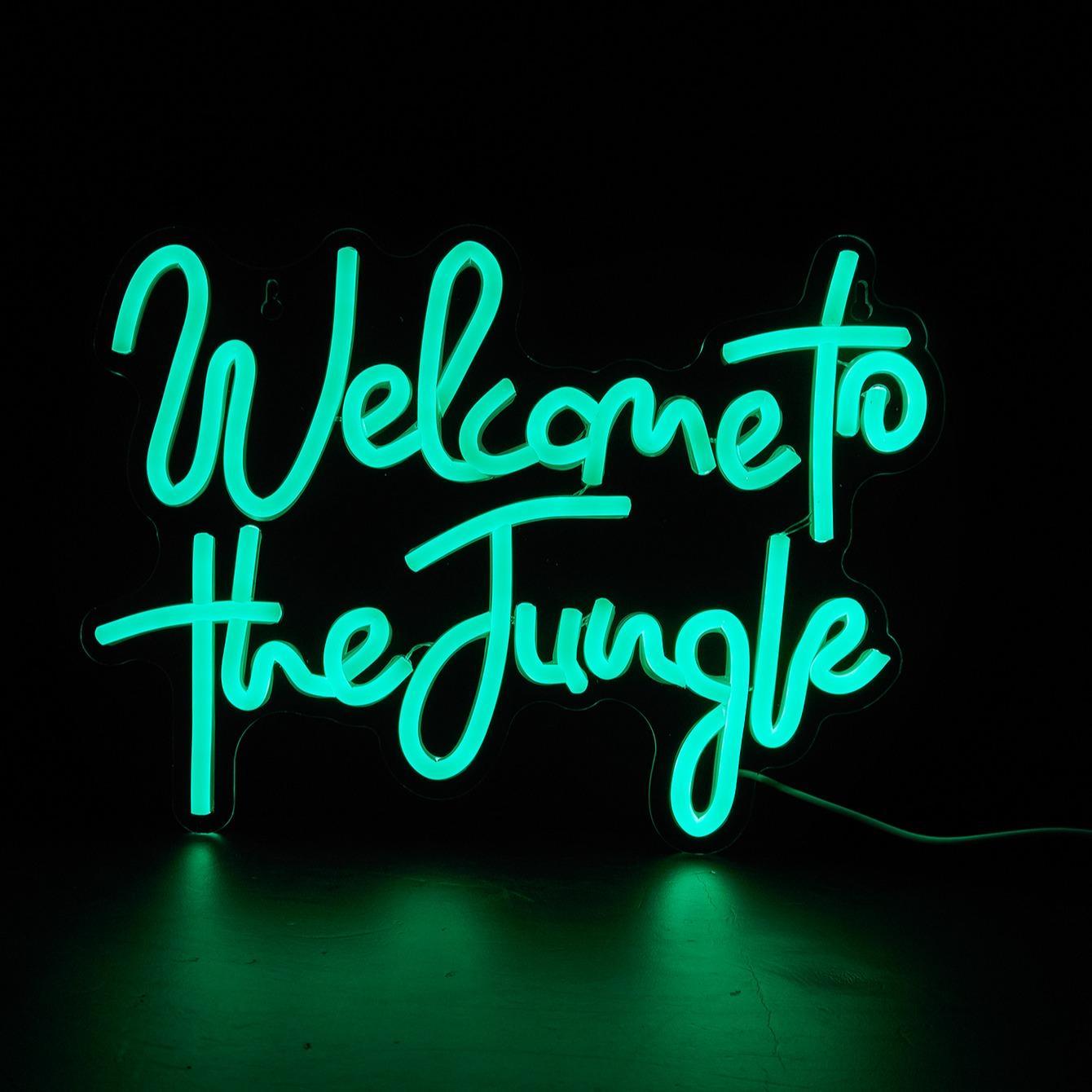 Welcome To The Jungle Letter Design Neon Sign, Led Neon Signs, 1 Count USB Powered LED Neon Light with Inline Button Control, Decorative Light for Home Party Game Room, Neon Accent Lights, Decorative Lighting, LED Lighted